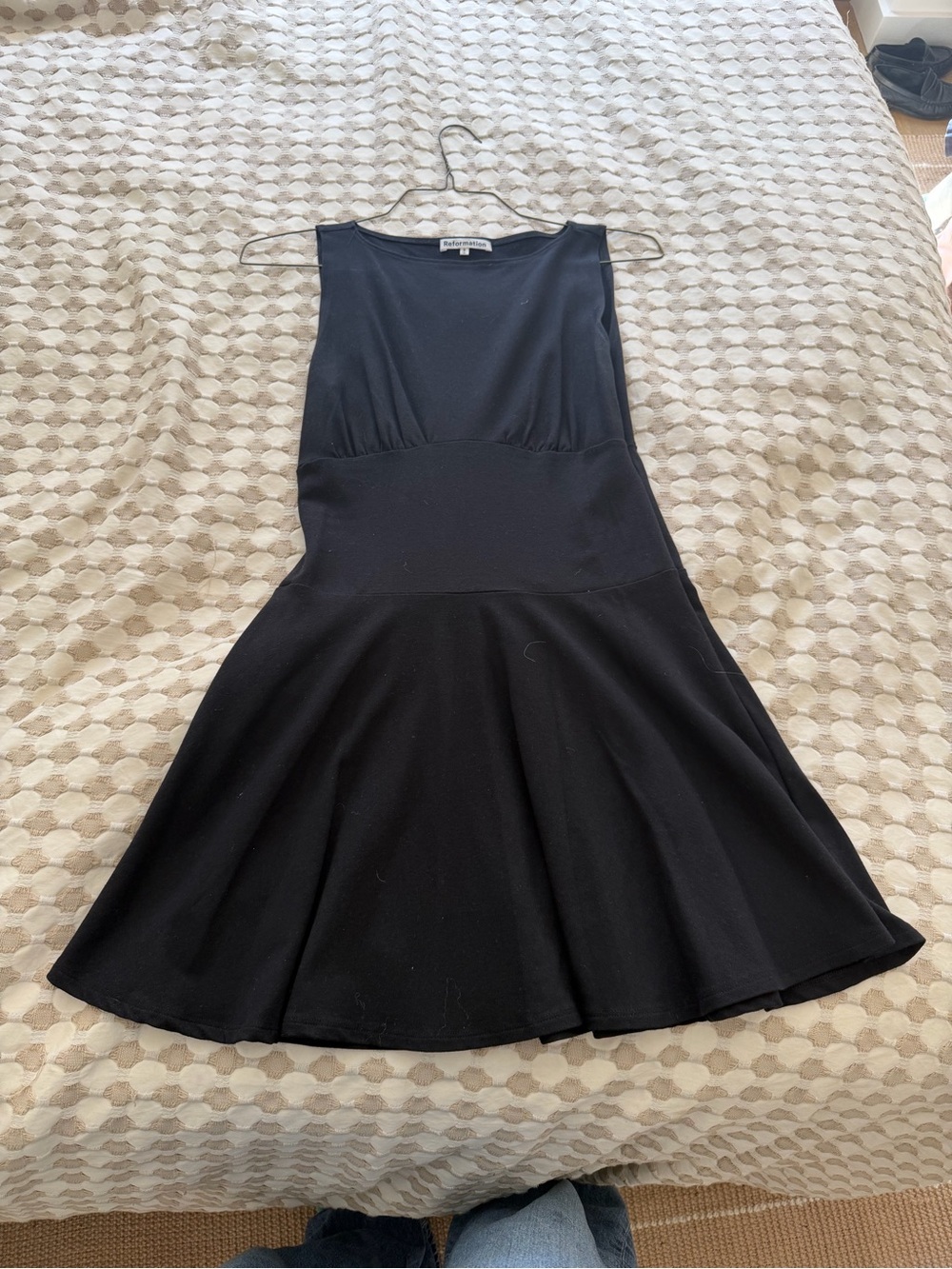 Reformation Black Sleeveless Flared Mini Dress